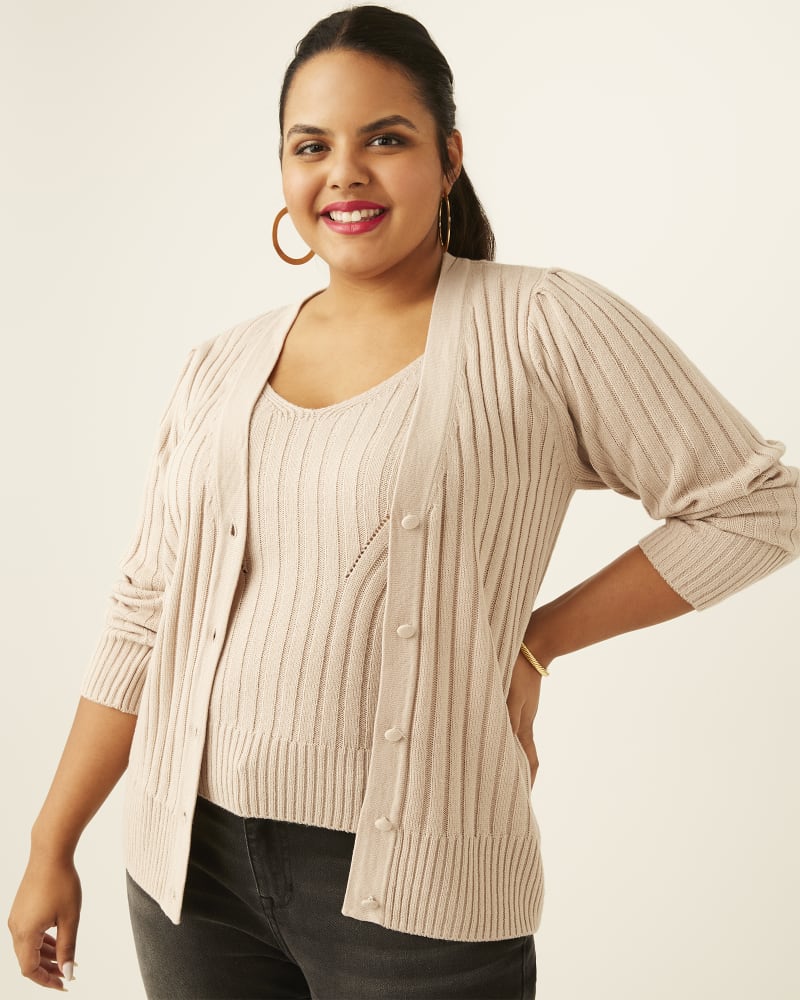 Plus size top tan cardigan